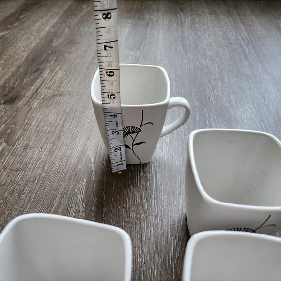 Cuisinart Wildflower Black and White 4 piece Mug‎ Set Lot - Picture 8 of 12